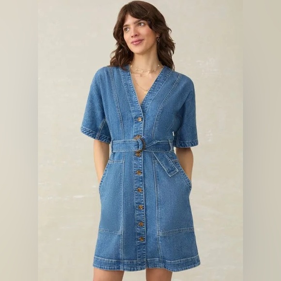 NWT Faherty Denim Camille Mini Dress - Sedona Blue Wash Women